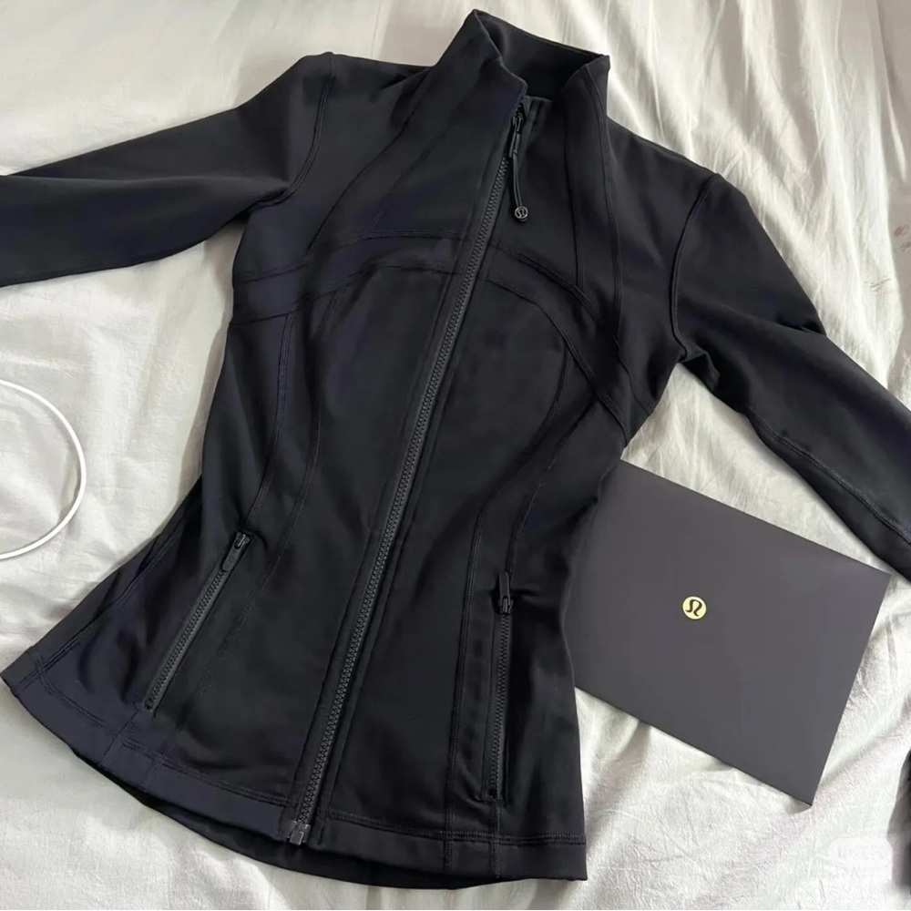 Lululemon Athletica Black Leather Jacket High Collar